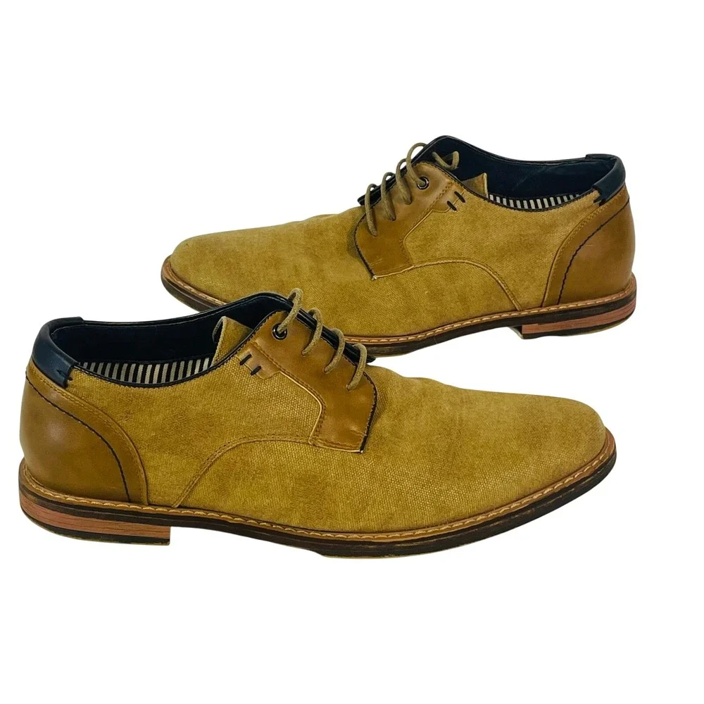Ashford Hayes Derby Shoes Men's 13 Tan Canvas Preppy Spring Candle Holders‎